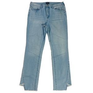 Sexy Isaac Mizrahi Live Stretch Uneven Raw Hem Light Wash Jeans Sz 12 Tall Long